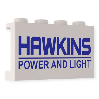 Bedrucktes LEGO® Panel 1x4x2 -  'HAWKINS POWER AND LIGHT'
