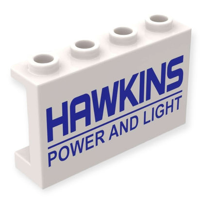 Bedrucktes LEGO® Panel 1x4x2 -  'HAWKINS POWER AND LIGHT'