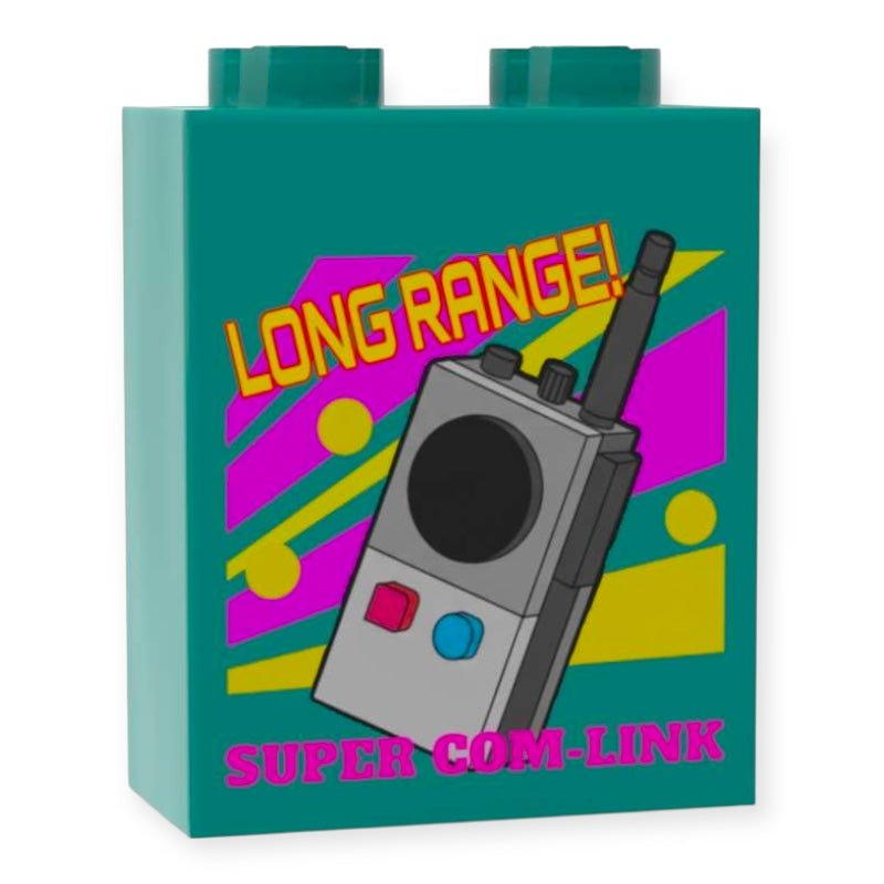 Bedruckter LEGO® Stein 1x2x2 -  Retro Verkaufsbox 'Walkie Talkie'