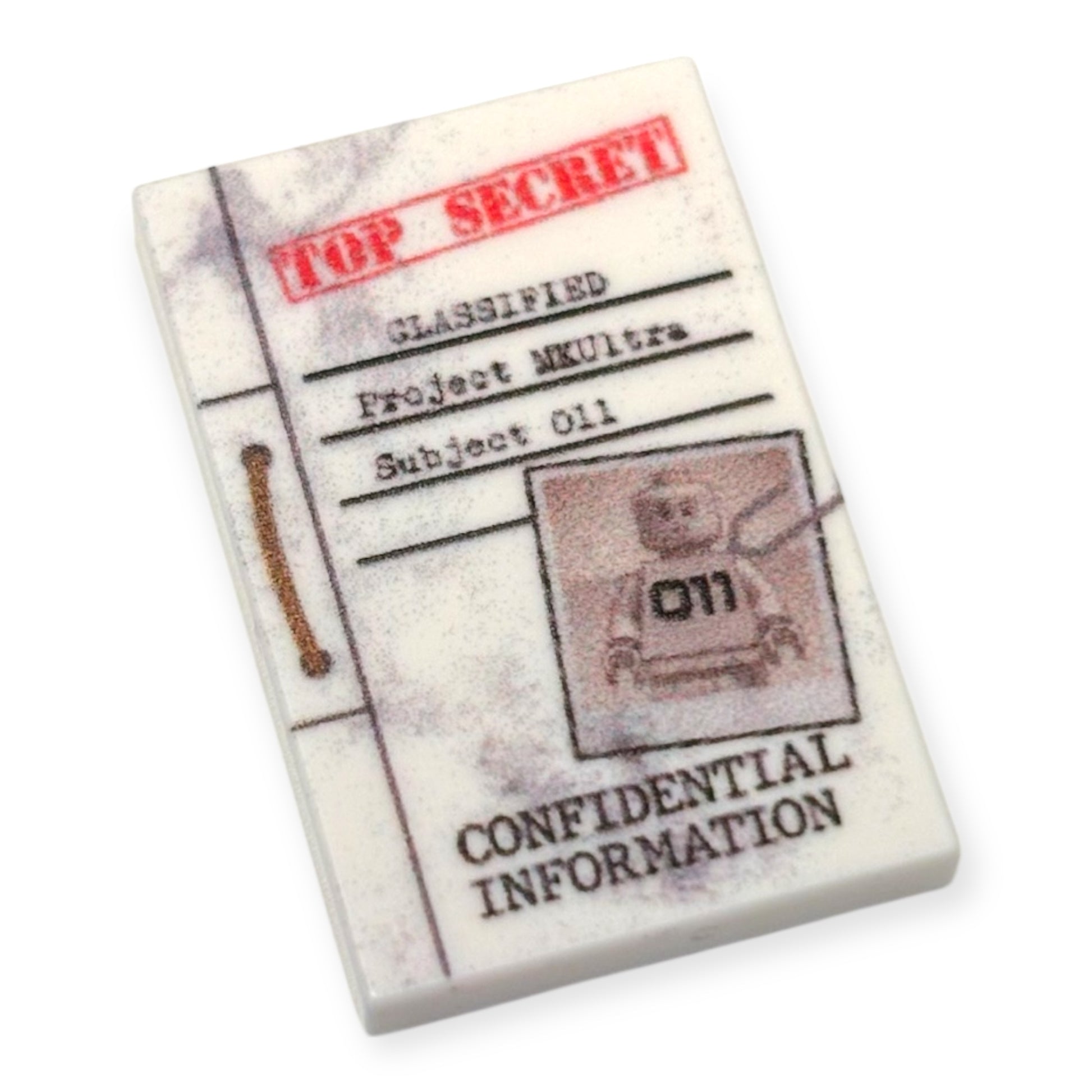 Bedruckte LEGO® Fliese 2x3 -  Geheimakte '011'