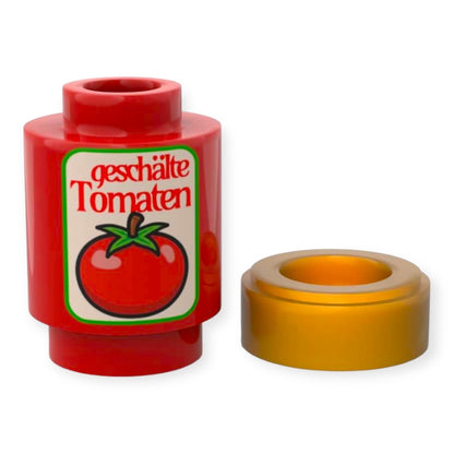 Bedruckter LEGO® Stein Rund 1x2 - 'Geschälte Tomaten'