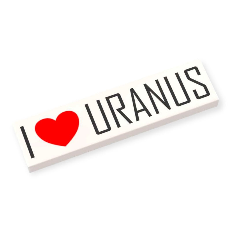 Bedruckte LEGO® Fliese 1x4 -  'I LOVE URANUS'