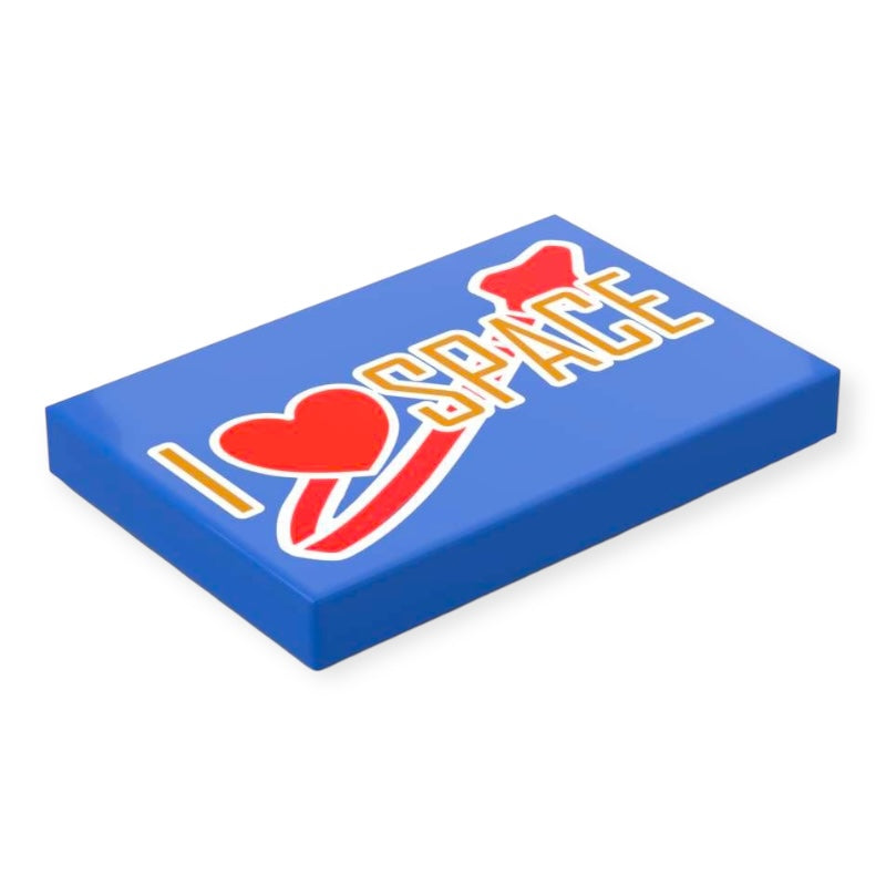 Bedruckte LEGO® Fliese 2x3 -  'I LOVE SPACE'