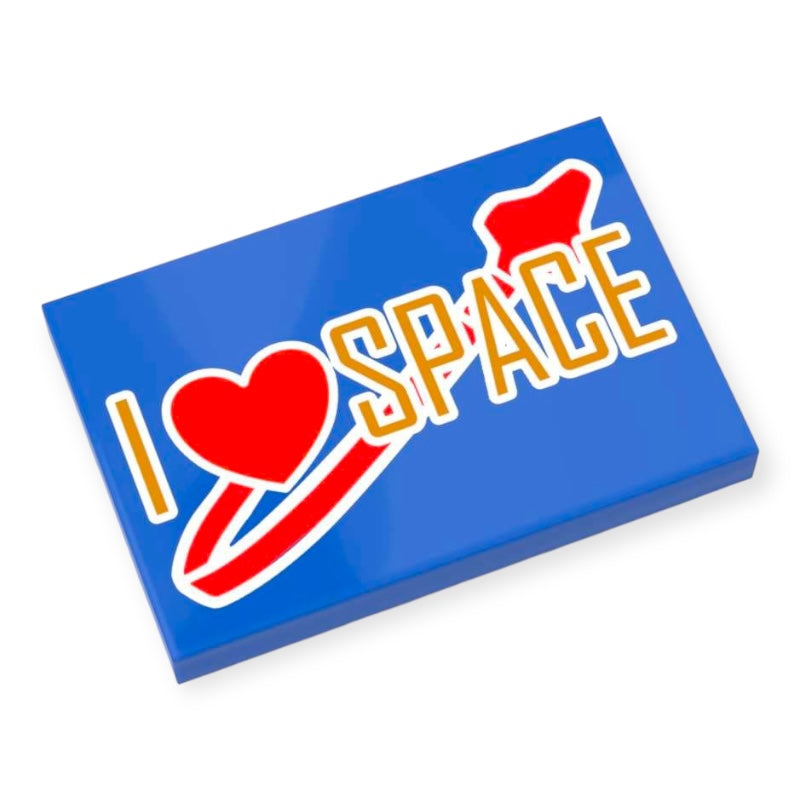 Bedruckte LEGO® Fliese 2x3 -  'I LOVE SPACE'