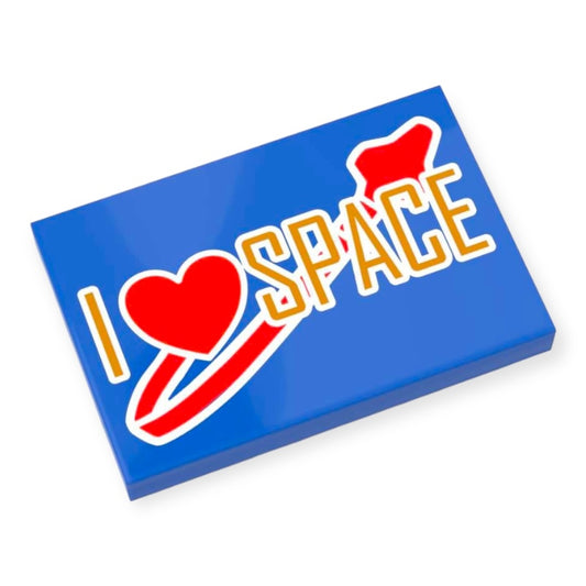 Bedruckte LEGO® Fliese 2x3 -  'I LOVE SPACE'