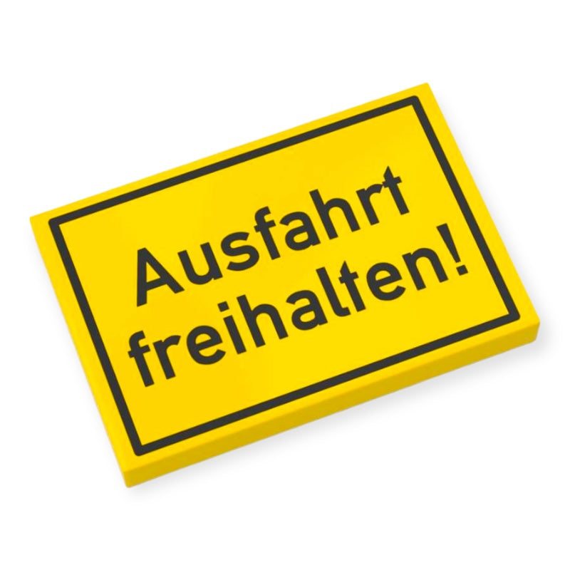 Bedruckte LEGO® Fliese 2x3 - Hinweisschild 'Ausfahrt freihalten!'