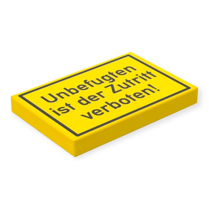 Bedruckte LEGO® Fliese 2x3 - Hinweisschild 'Zutritt verboten!'