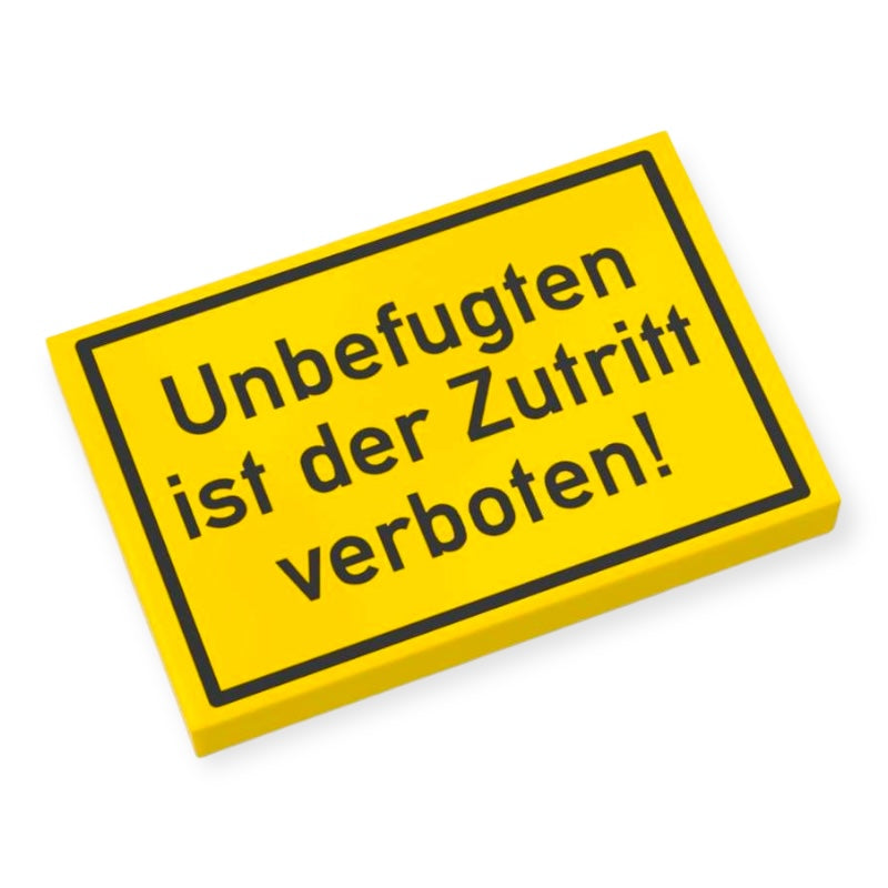 Bedruckte LEGO® Fliese 2x3 - Hinweisschild 'Zutritt verboten!'