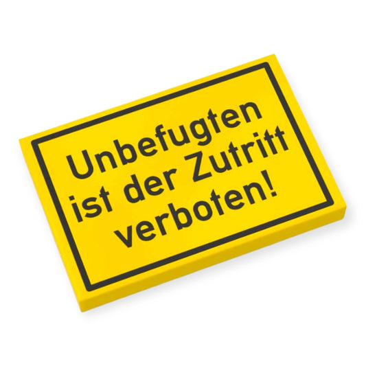 Bedruckte LEGO® Fliese 2x3 - Hinweisschild 'Zutritt verboten!'