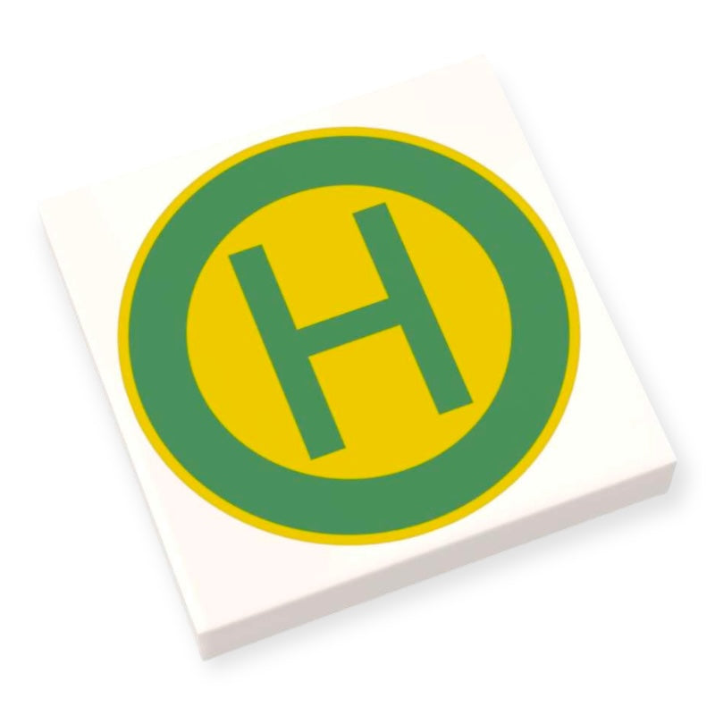 Bedruckte LEGO® Fliese 2x2 - Haltestelle 'H'