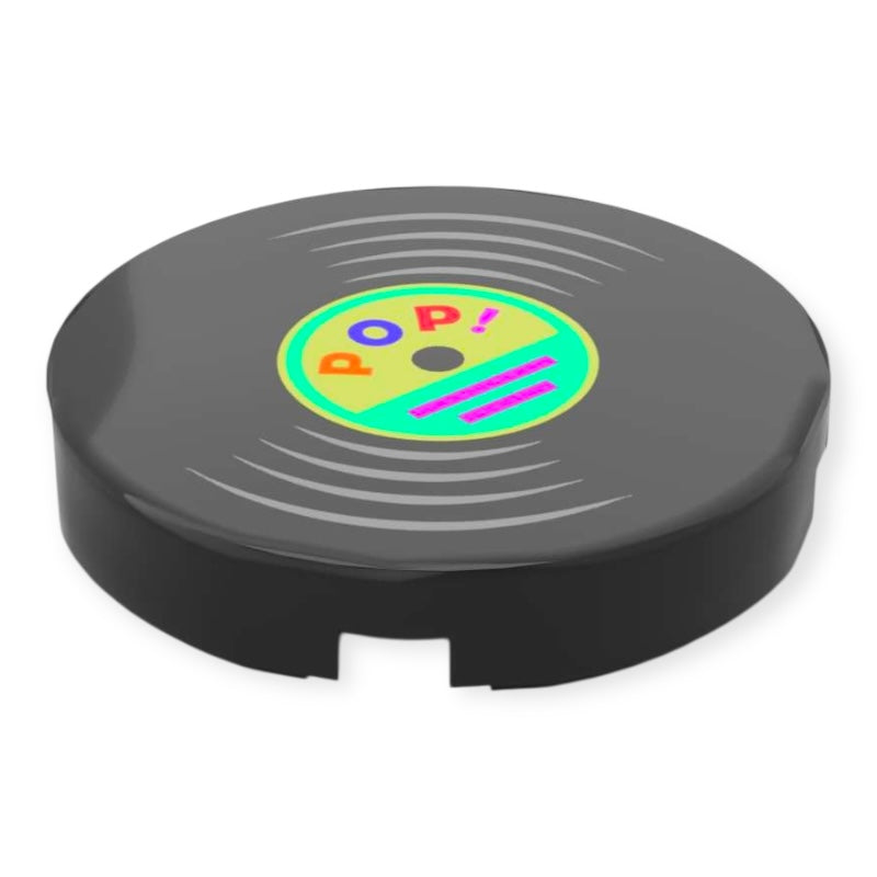 Bedruckte LEGO® Fliese rund 2x2 - Schallplatte 'POP!'