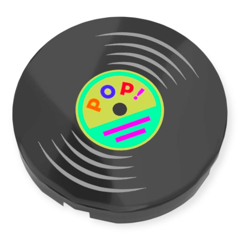 Bedruckte LEGO® Fliese rund 2x2 - Schallplatte 'POP!'