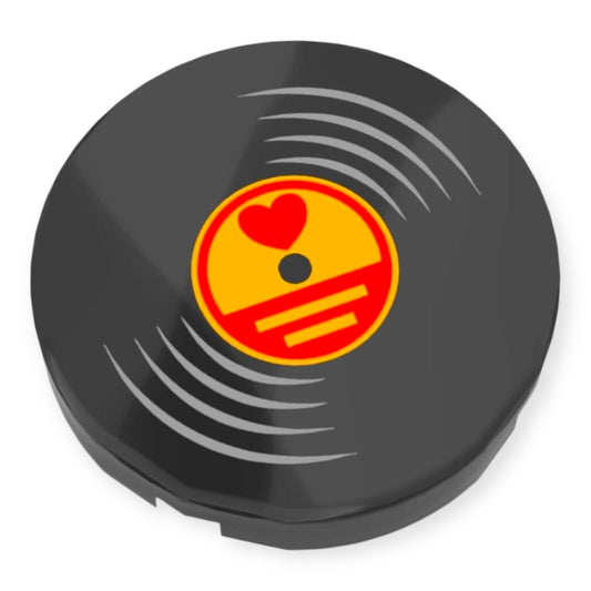 Bedruckte LEGO® Fliese rund 2x2 - Schallplatte 'Herz'