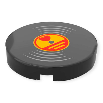 Bedruckte LEGO® Fliese rund 2x2 - Schallplatte 'Herz'