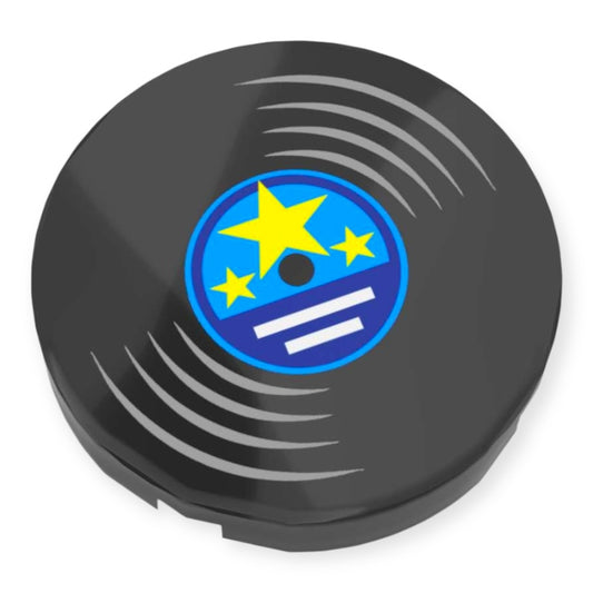 Bedruckte LEGO® Fliese rund 2x2 - Schallplatte 'Stars'