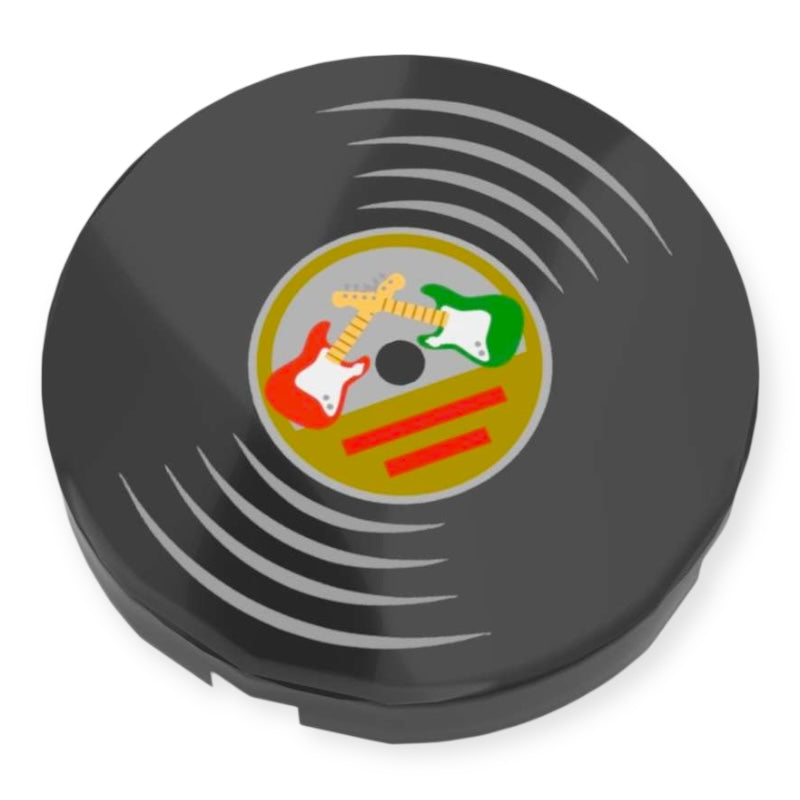 Bedruckte LEGO® Fliese rund 2x2 - Schallplatte 'Rock'