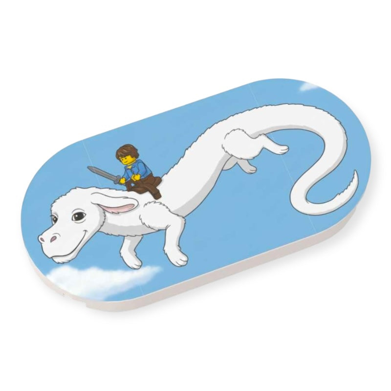 Bedruckte LEGO® Fliese 2x4 - Ritt auf dem Glücksdrachen'