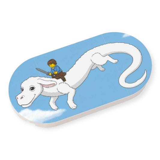 Bedruckte LEGO® Fliese 2x4 - Ritt auf dem Glücksdrachen'