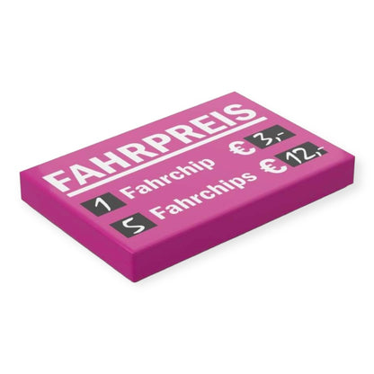 Bedruckte LEGO® Fliese 2x3 - Kirmes 'Fahrpreise Chips' Version 2
