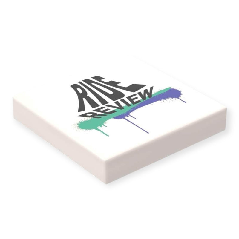 Bedruckte Klemmbaustein-Fliese 2x2 - 'Ride Review' Offizielles Logo