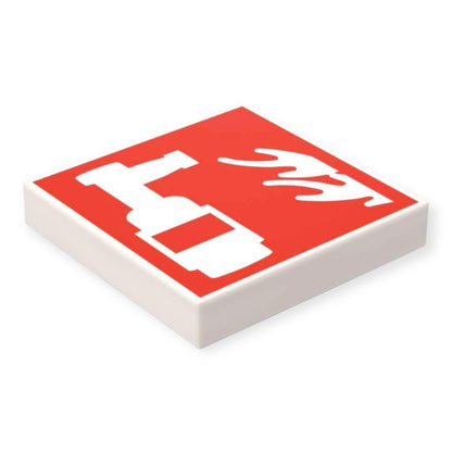 Bedruckte LEGO® Fliese 2x2 - Feuerlöscher Schild / Brandschutzzeichen