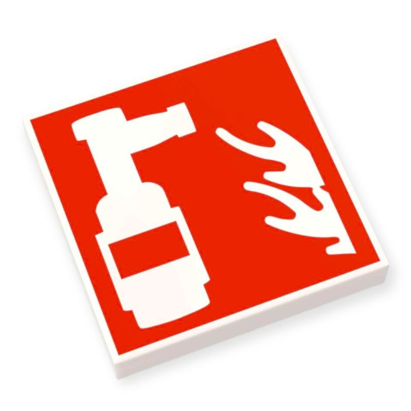 Bedruckte LEGO® Fliese 2x2 - Feuerlöscher Schild / Brandschutzzeichen