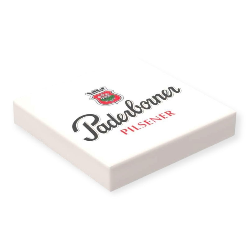 Bedruckte Klemmbaustein-Fliese 2x2 - Offizielles Logo 'Paderborner Pilsener'