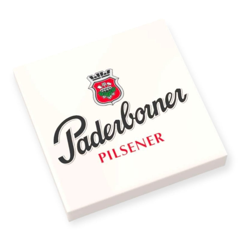 Bedruckte Klemmbaustein-Fliese 2x2 - Offizielles Logo 'Paderborner Pilsener'