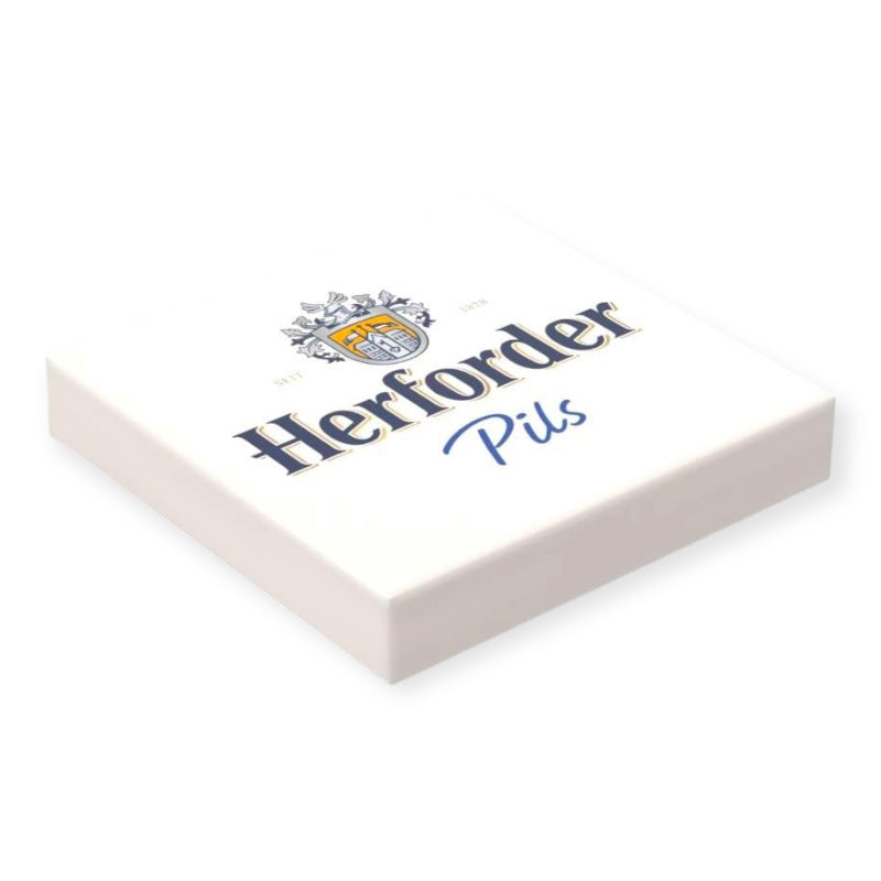 Bedruckte Klemmbaustein-Fliese 2x2 - Offizielles Logo 'Herforder Pils'