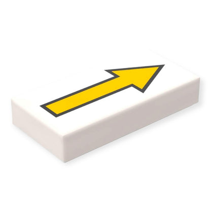 Bedruckte LEGO® Fliese 1x2 -  Gelber Richtungspfeil