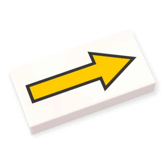 Bedruckte LEGO® Fliese 1x2 -  Gelber Richtungspfeil