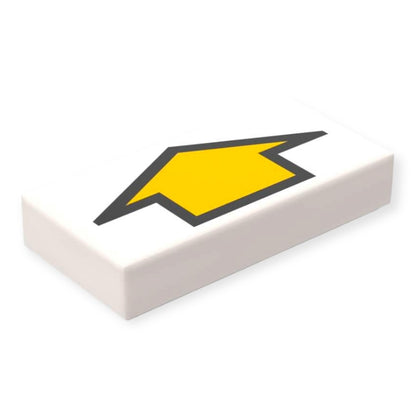 Bedruckte LEGO® Fliese 1x2 -  Gelber kurzer Richtungspfeil