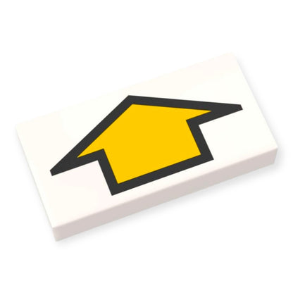 Bedruckte LEGO® Fliese 1x2 -  Gelber kurzer Richtungspfeil