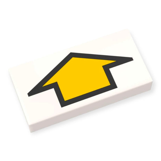 Bedruckte LEGO® Fliese 1x2 -  Gelber kurzer Richtungspfeil
