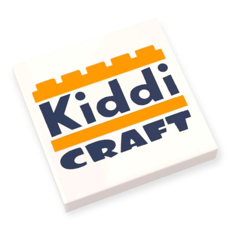 Bedruckte Klemmbaustein-Fliese 2x2 - 'Kiddicraft' Offizielles Logo
