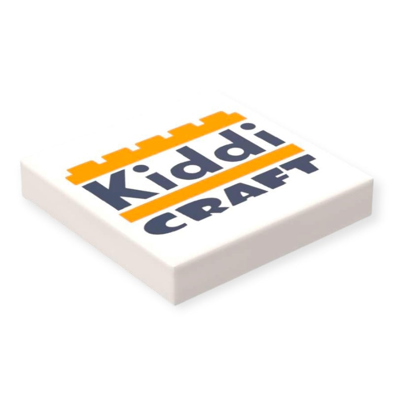 Bedruckte Klemmbaustein-Fliese 2x2 - 'Kiddicraft' Offizielles Logo