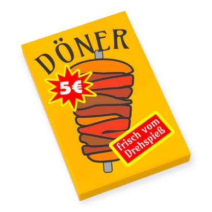 Bedruckte LEGO® Fliese 2x3 - Döner Werbetafel