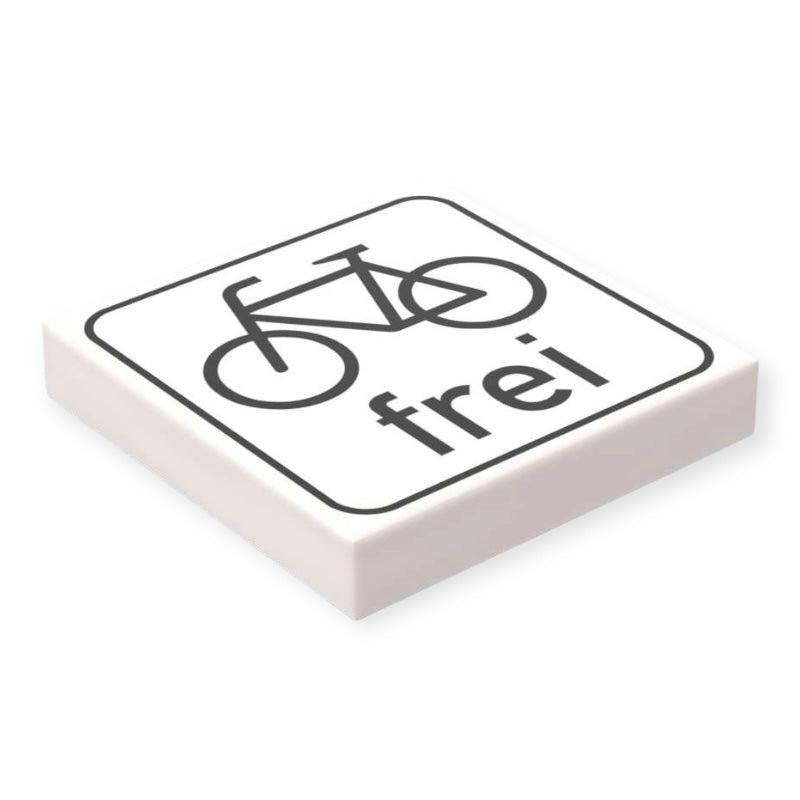 Bedruckte LEGO® Fliese 2x2 - Verkehrsschild 'Fahrräder frei'