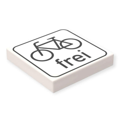 Bedruckte LEGO® Fliese 2x2 - Verkehrsschild 'Fahrräder frei'