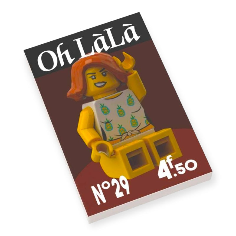 Bedruckte LEGO® Fliese 2x3 - Zurück in die Zukunft™ 'Magazin Oh LaLa'