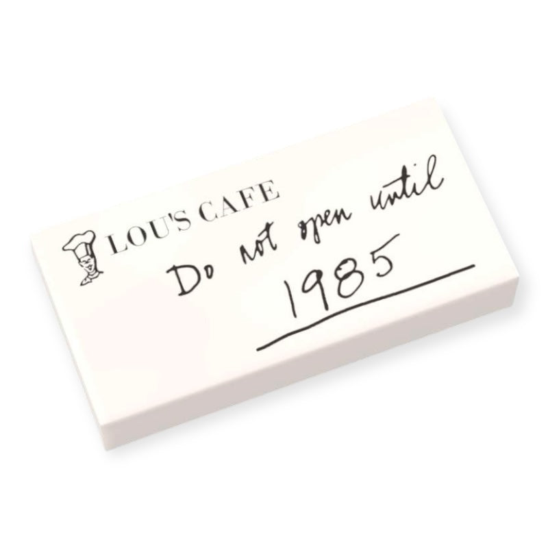 Bedruckte LEGO® Fliese 1x2 - Zurück in die Zukunft™ Briefumschlag von Marty 'Do not open until 1985'