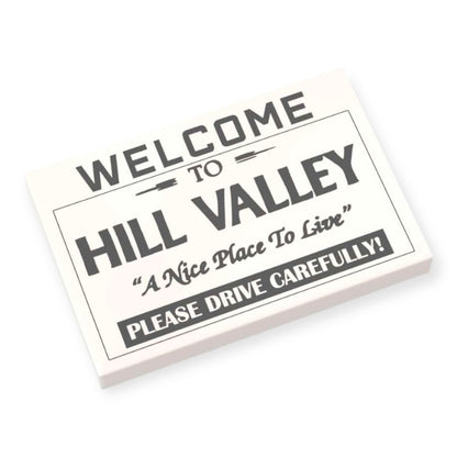 Bedruckte LEGO® Fliese 2x3 - Zurück in die Zukunft™ 'Welcome to Hill Valley'