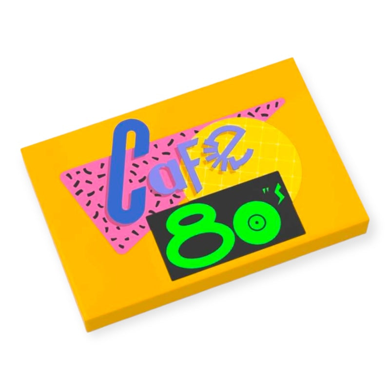 Bedruckte LEGO® Fliese 2x3 - Zurück in die Zukunft™ '80s Cafe'
