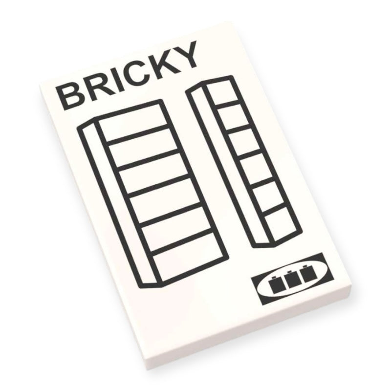 Bedruckte LEGO® Fliese 2x3 - Bücherregal Aufbauanleitung 'BRICKY'