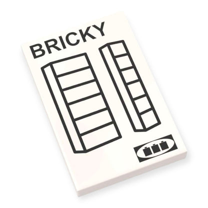 Bedruckte LEGO® Fliese 2x3 - Bücherregal Aufbauanleitung 'BRICKY'