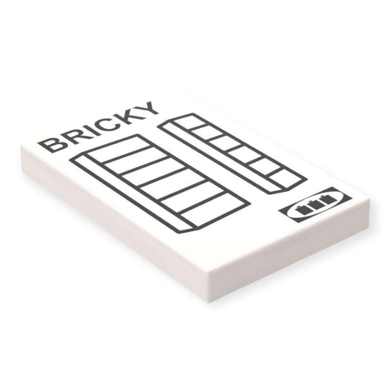 Bedruckte LEGO® Fliese 2x3 - Bücherregal Aufbauanleitung 'BRICKY'