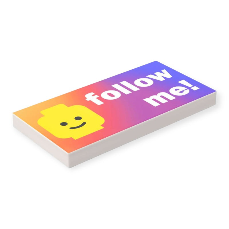 Bedruckte LEGO® Fliese 2x4 - follow me - Schild