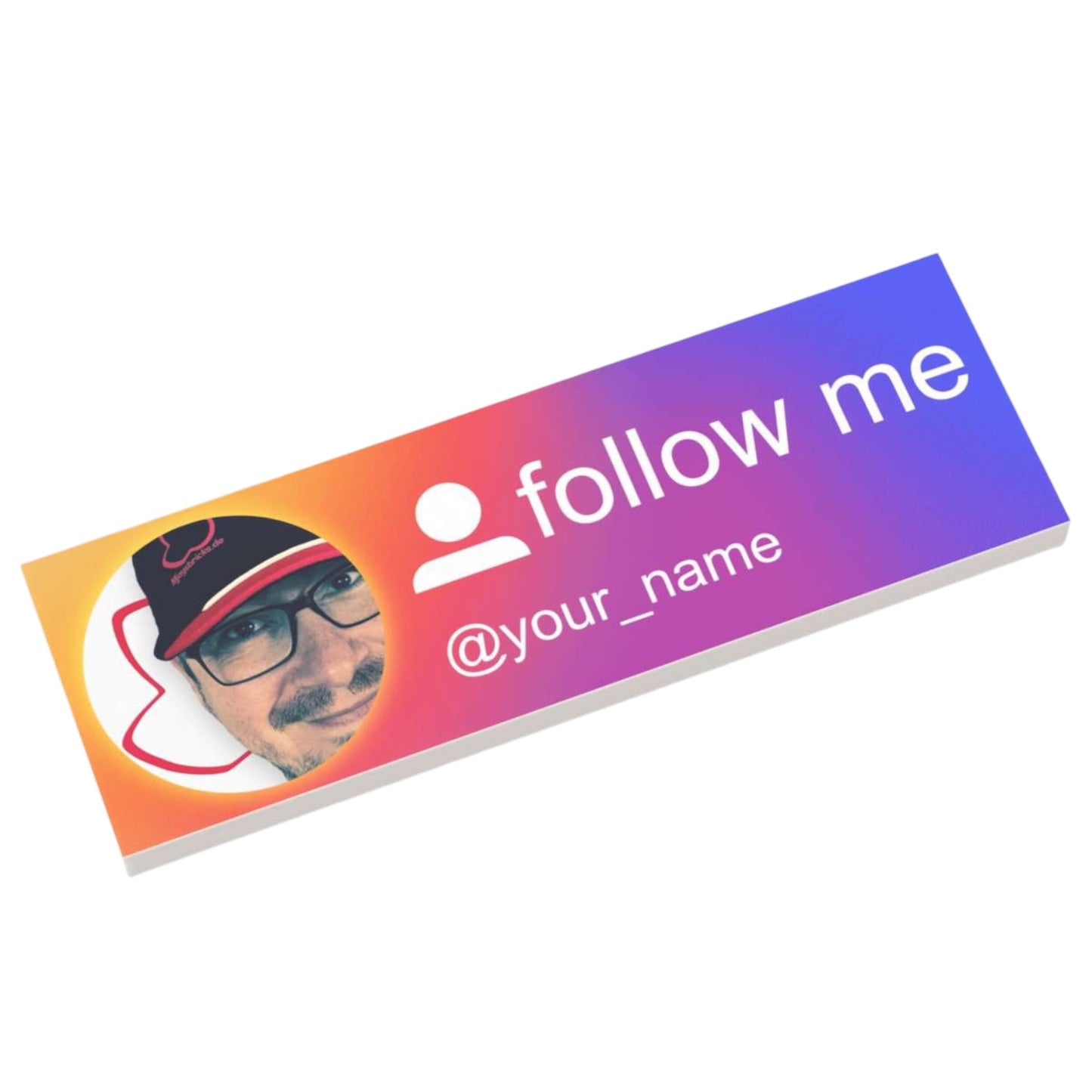 Individuelles LEGO® Social Media Profil Schild 2x6 - 'folge mir / follow me'