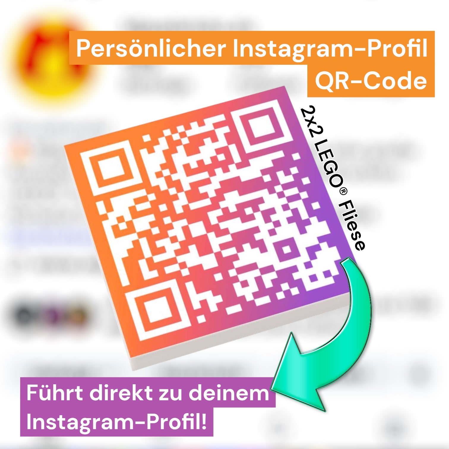Bedruckte LEGO® Fliese 2x2 - QR-Code Instagram-Profil