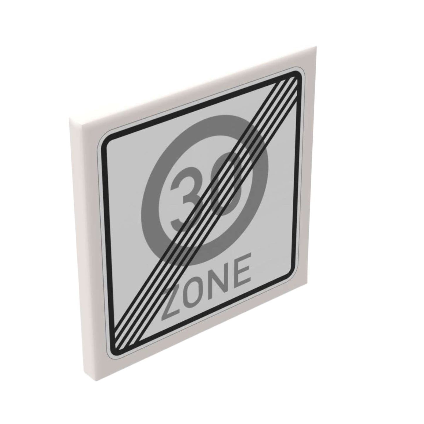 Bedrucktes LEGO® Schild mit Clip 2x2 - 30 Zone Ende